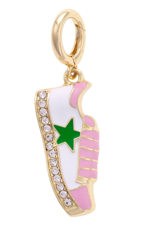 XL Star Sneaker Pendant Charm in Pink/White/Green