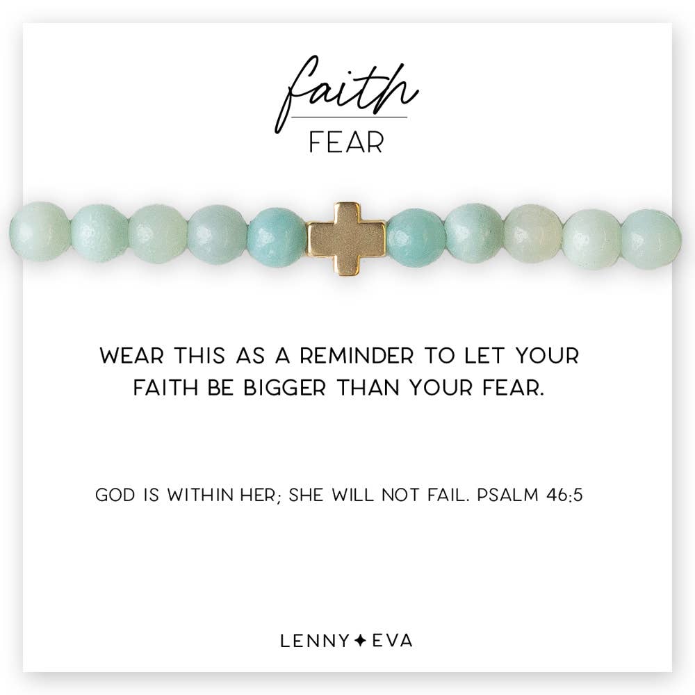 Faith Over Fear Cross Bracelet | Amazonite | Christian 