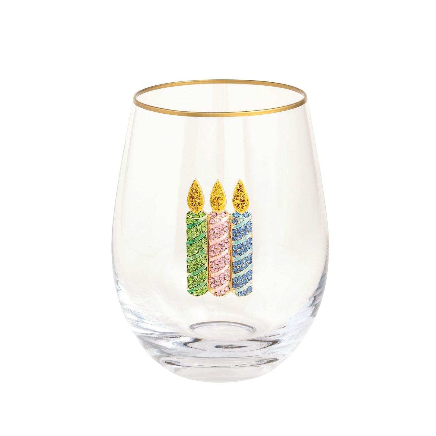 Candles Beaded Birthday Wine Glass