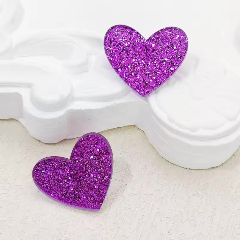 Resin Glitter Heart Stud Earrings