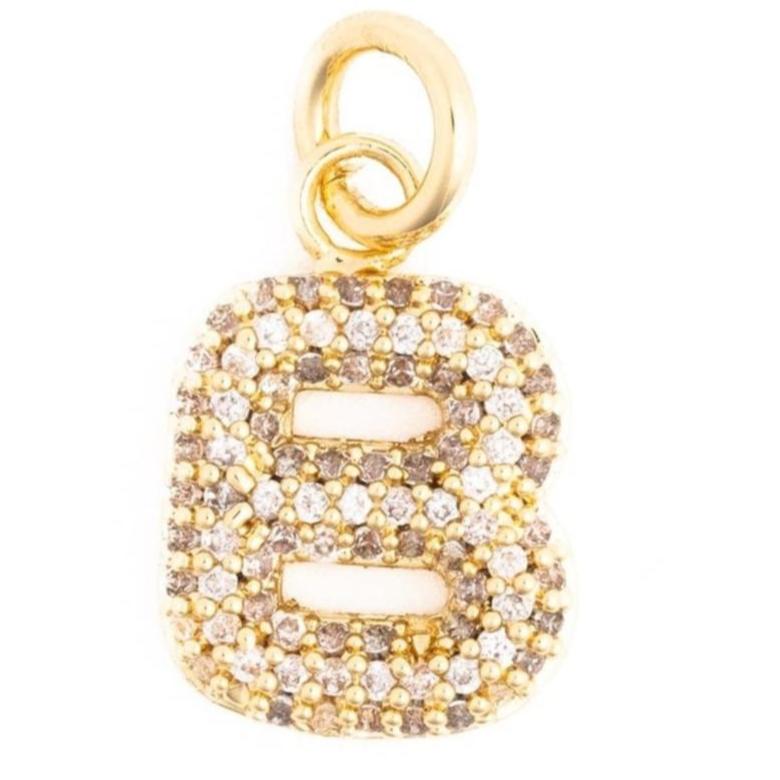 Rhinestone Bubble Initial Charm