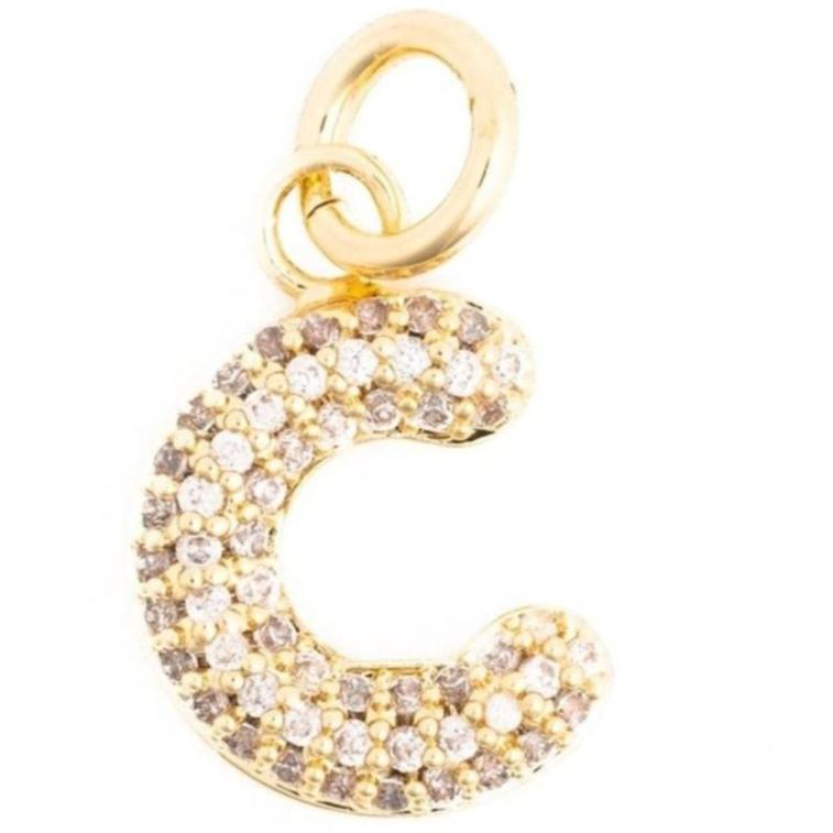 Rhinestone Bubble Initial Charm