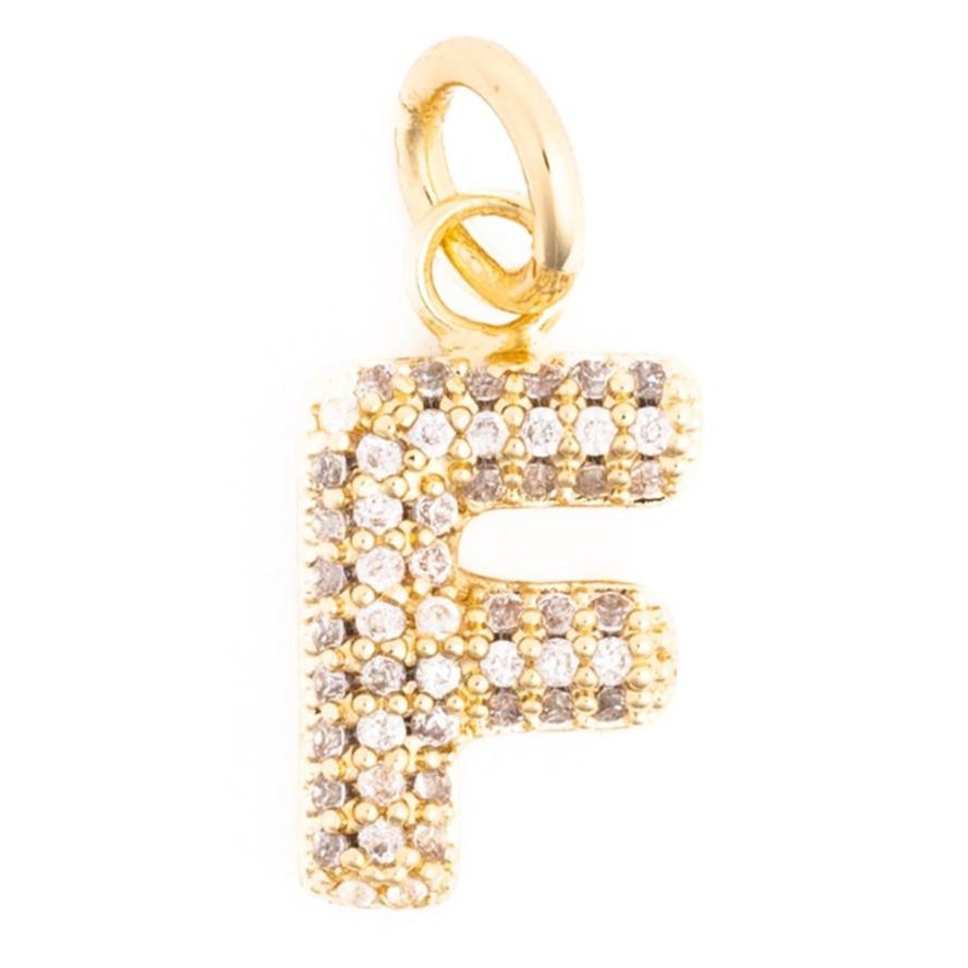 Rhinestone Bubble Initial Charm