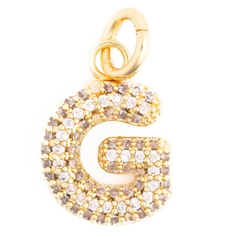 Rhinestone Bubble Initial Charm