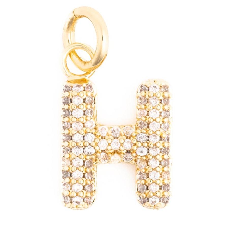 Rhinestone Bubble Initial Charm