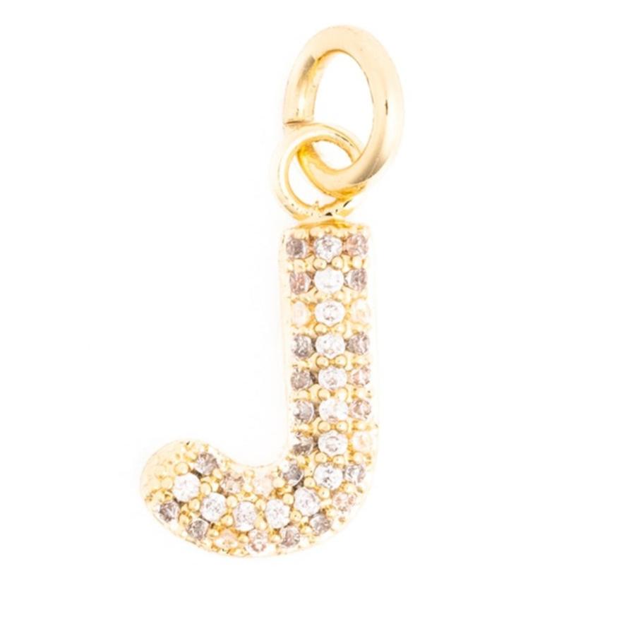Rhinestone Bubble Initial Charm