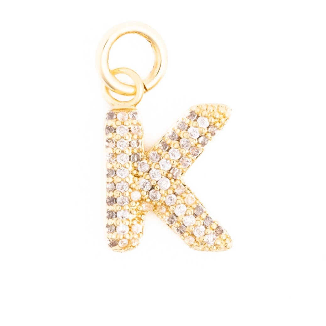 Rhinestone Bubble Initial Charm