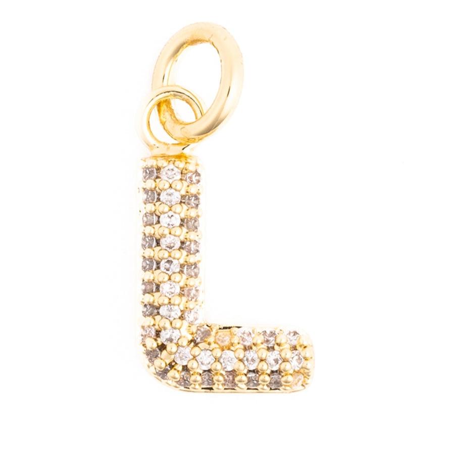Rhinestone Bubble Initial Charm