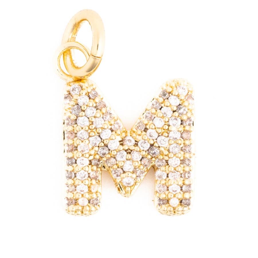 Rhinestone Bubble Initial Charm