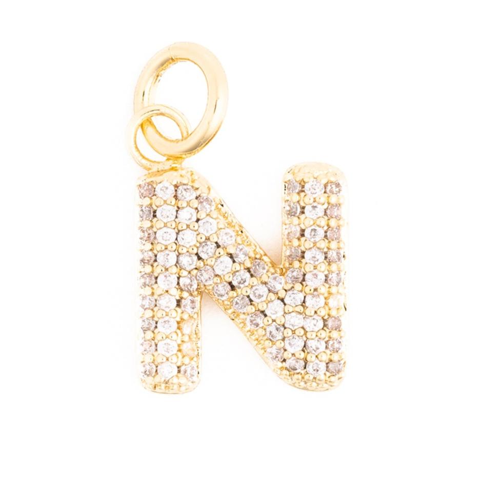Rhinestone Bubble Initial Charm
