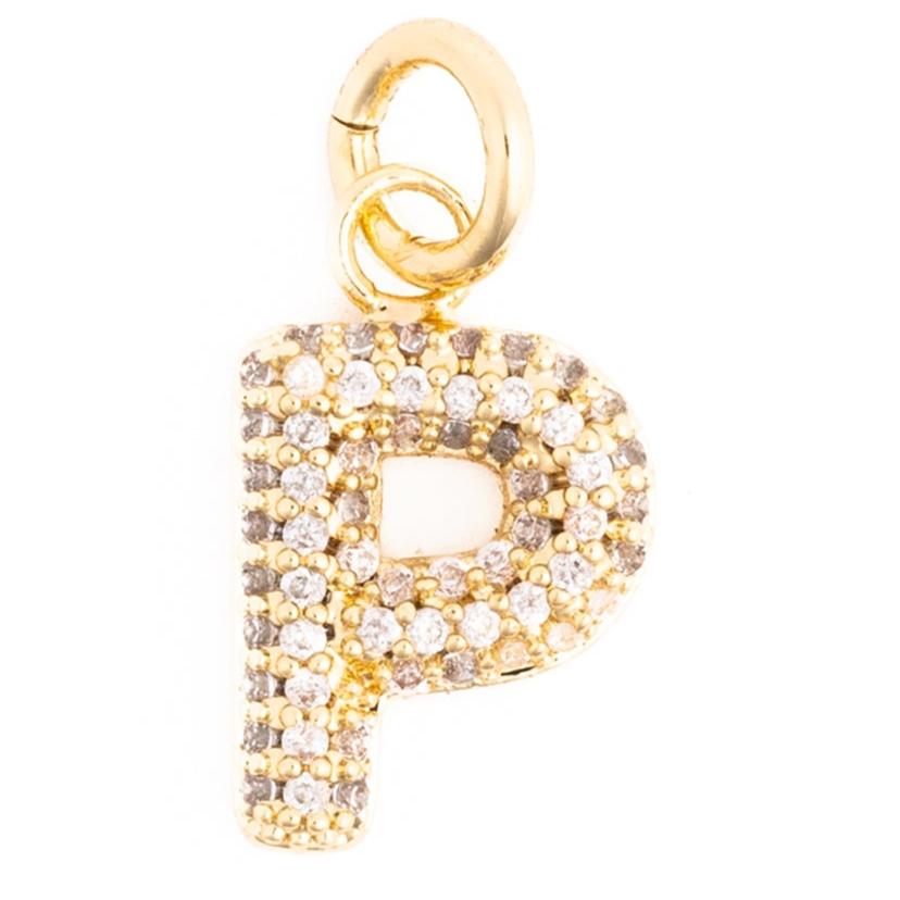 Rhinestone Bubble Initial Charm
