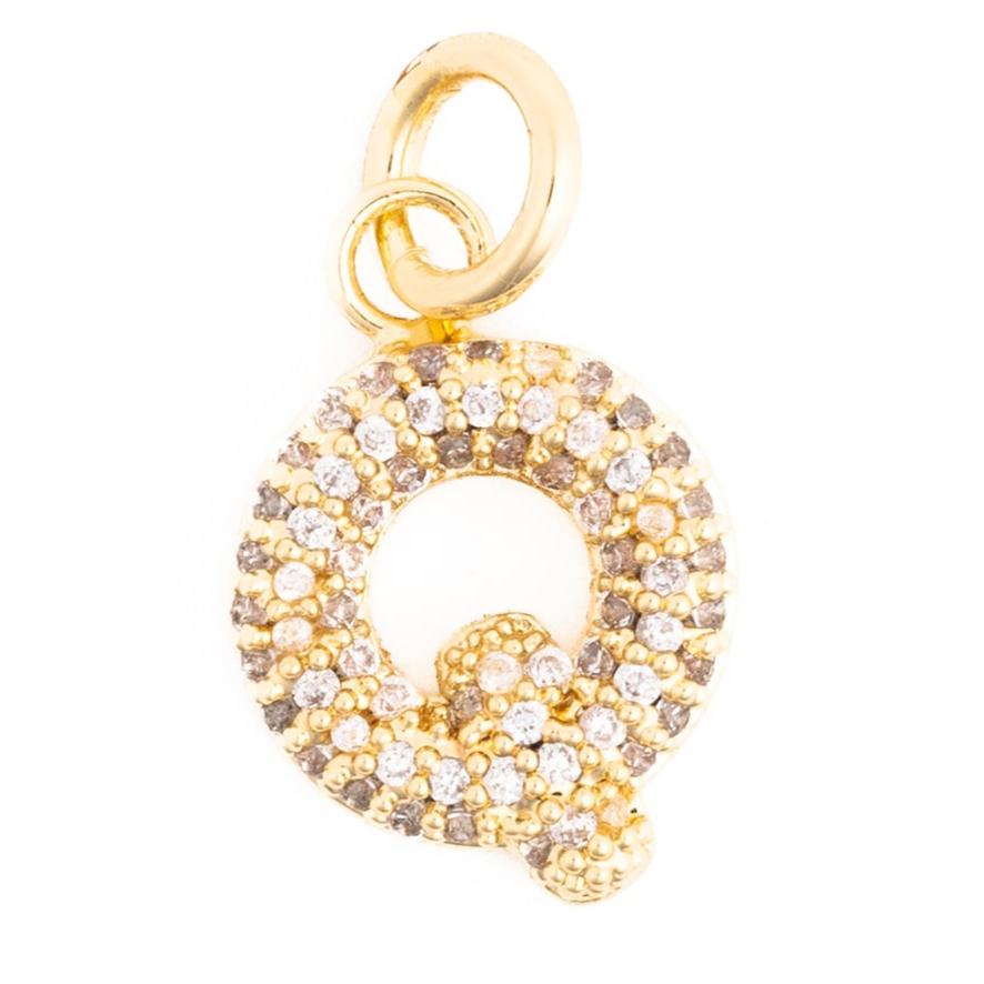Rhinestone Bubble Initial Charm