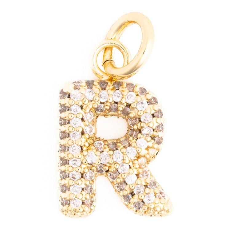 Rhinestone Bubble Initial Charm