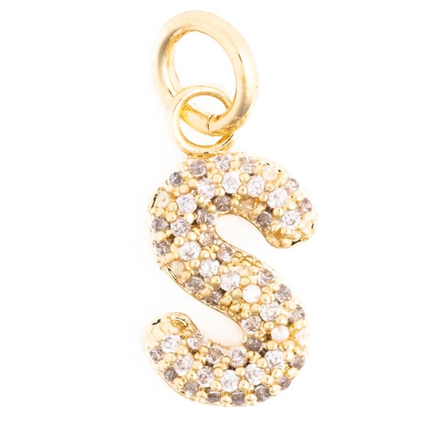 Rhinestone Bubble Initial Charm