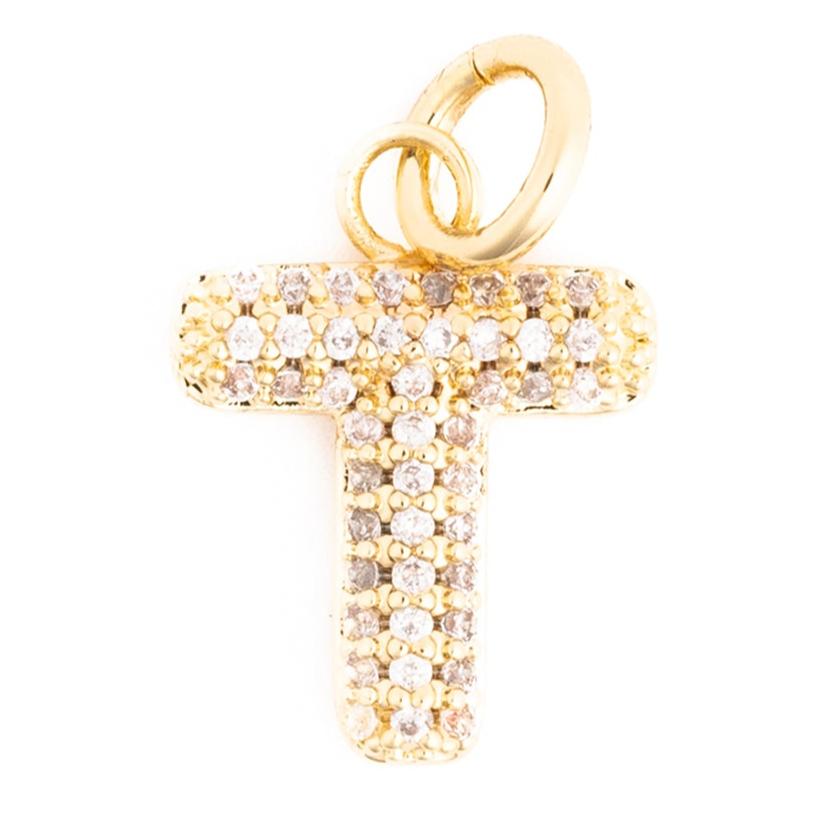 Rhinestone Bubble Initial Charm