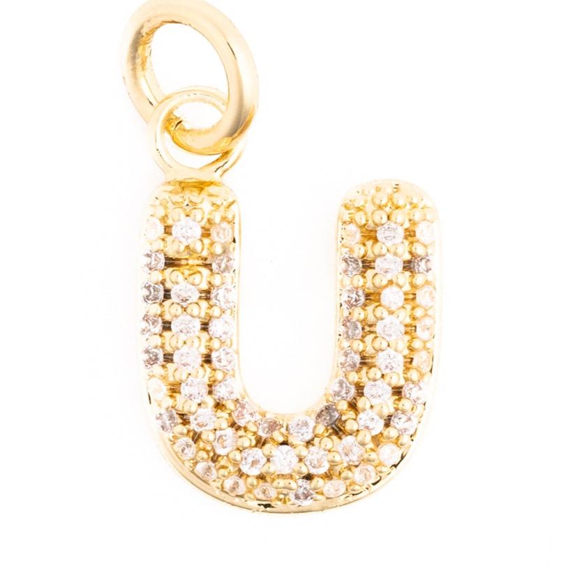 Rhinestone Bubble Initial Charm