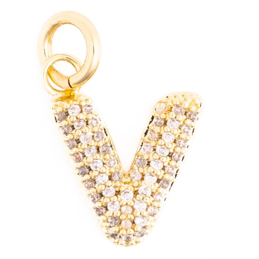 Rhinestone Bubble Initial Charm