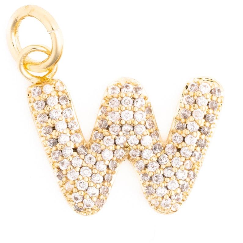 Rhinestone Bubble Initial Charm