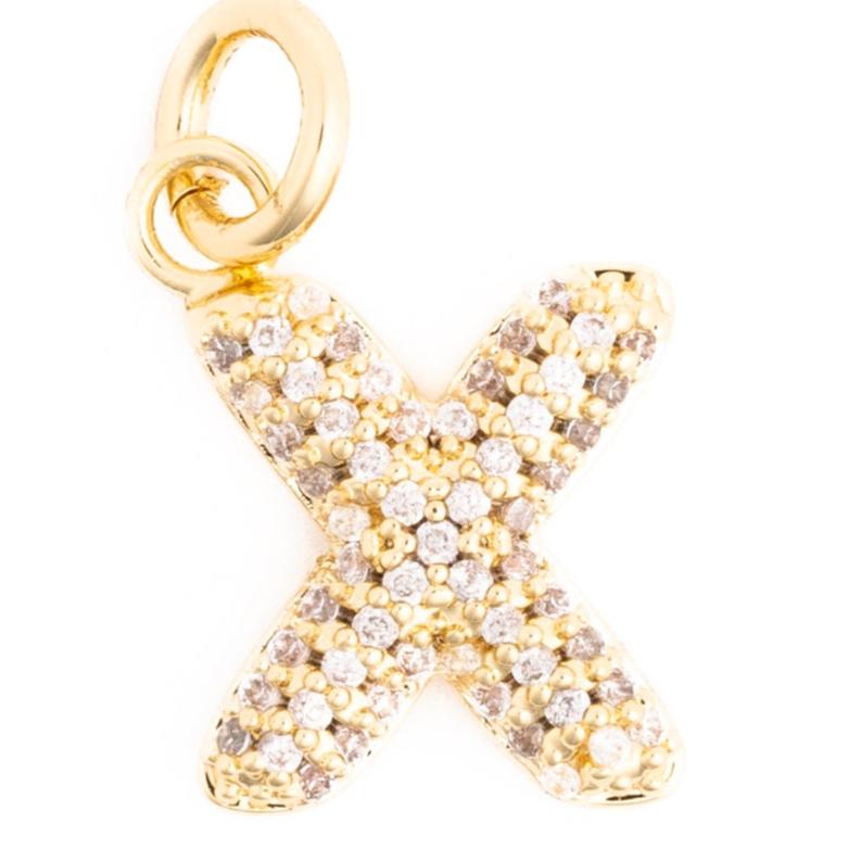 Rhinestone Bubble Initial Charm