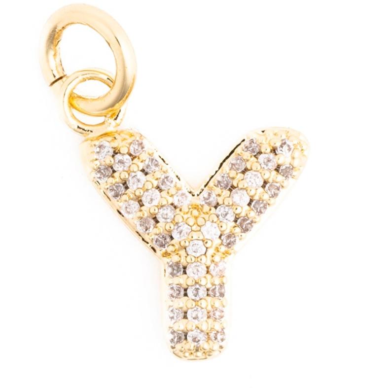 Rhinestone Bubble Initial Charm