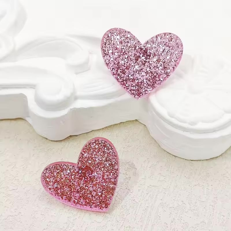 Resin Glitter Heart Stud Earrings