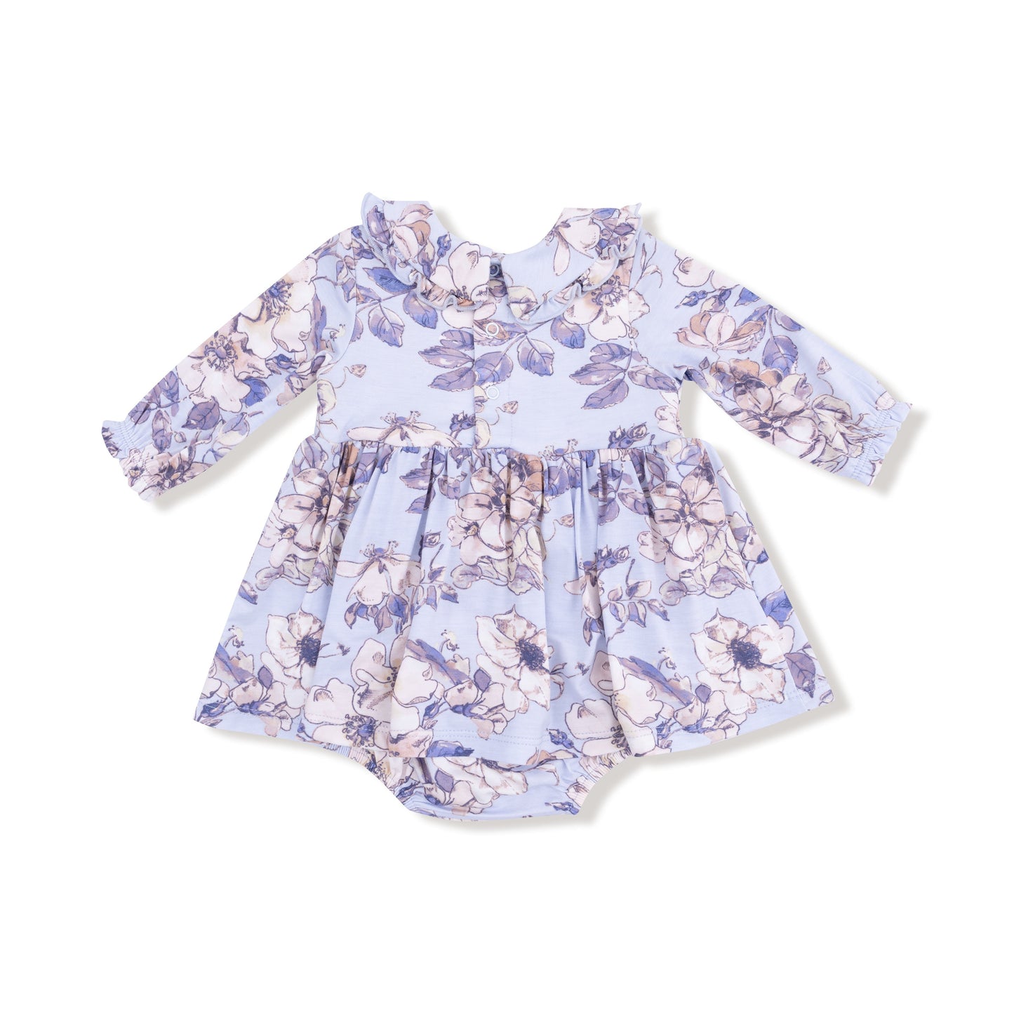 Peri - Long Sleeve Peter Pan Ruffle Collar Bubble with Skirt