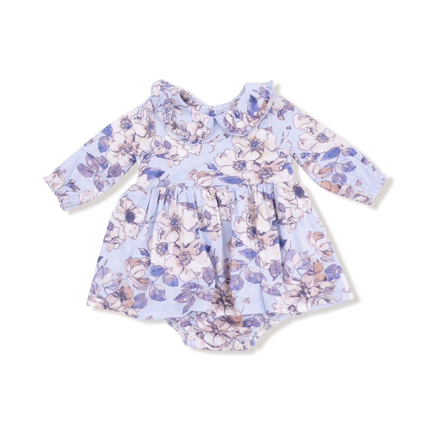 Peri - Long Sleeve Peter Pan Ruffle Collar Bubble with Skirt