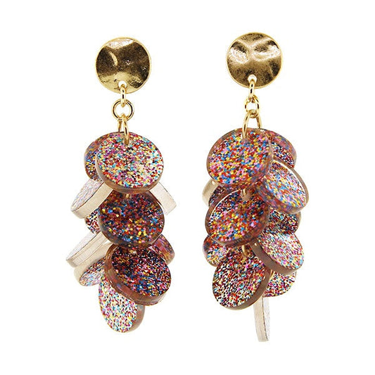 Glitter Resin Cylinder Drop Earrings