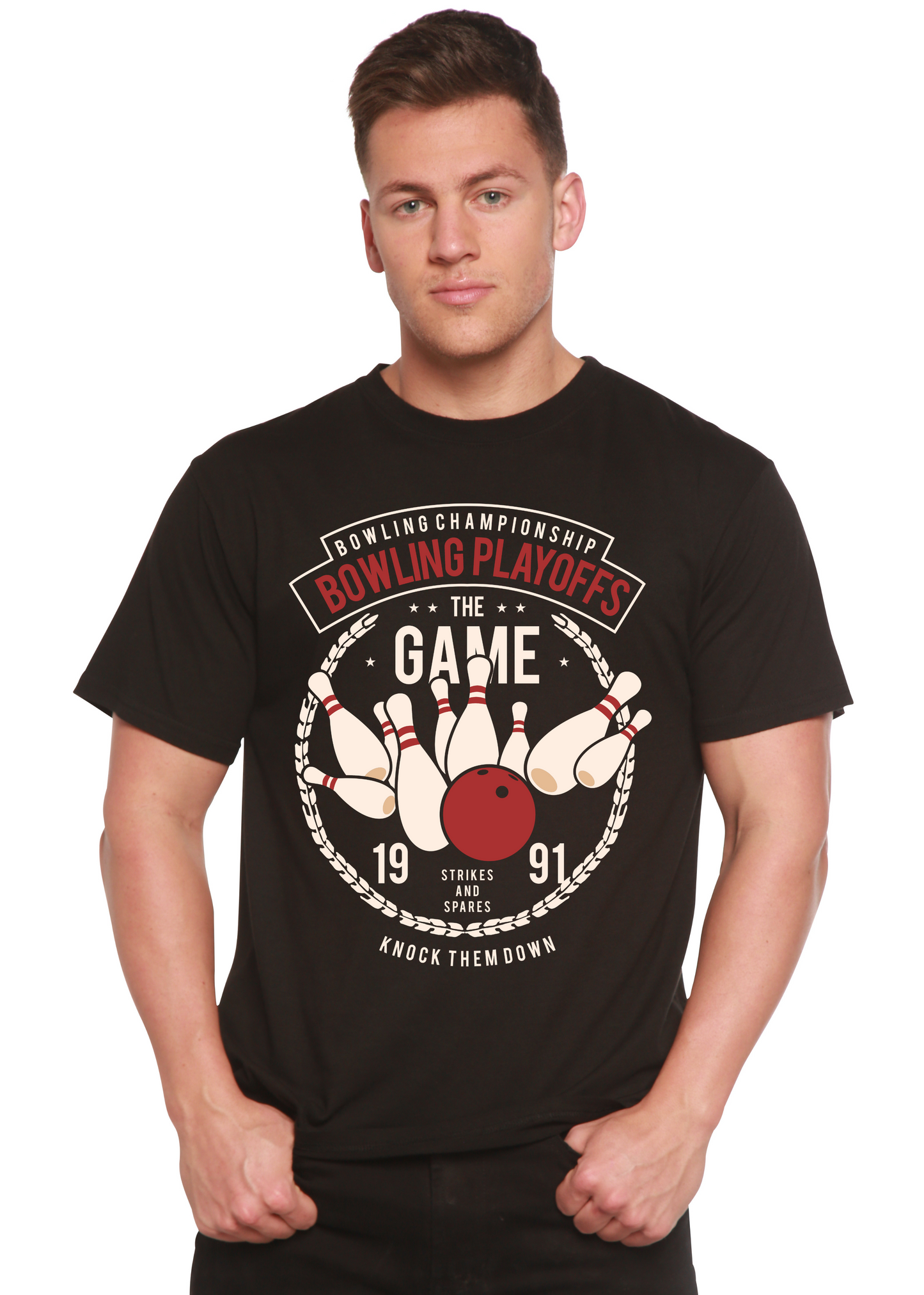 Bowling Playoffs Men's Bamboo Viscose/Organic Cotton Short Sleeve Graphic T-Shirt