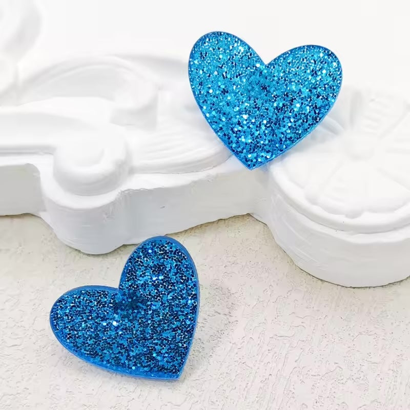 Resin Glitter Heart Stud Earrings