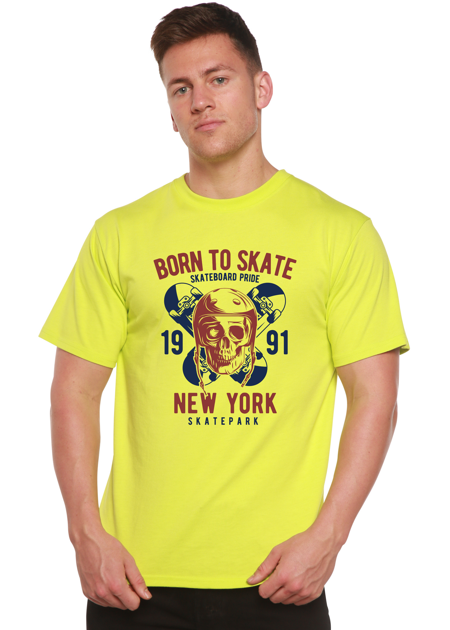 Born To Skate 1991 New York Men's Bamboo Viscose/Organic Cotton Short Sleeve Graphic T-Shirt
