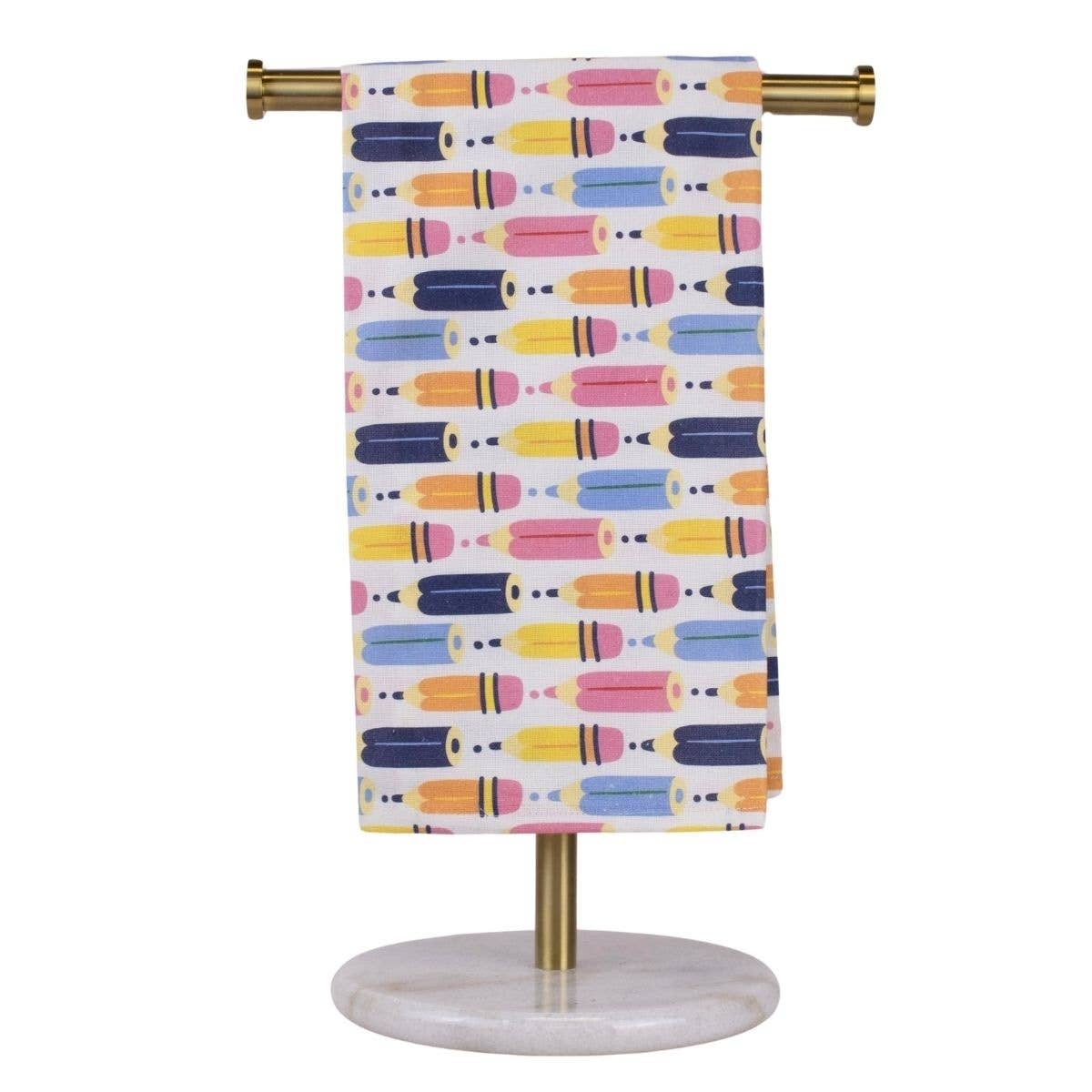 Pencil Hand Towel   White/Multi   20x28