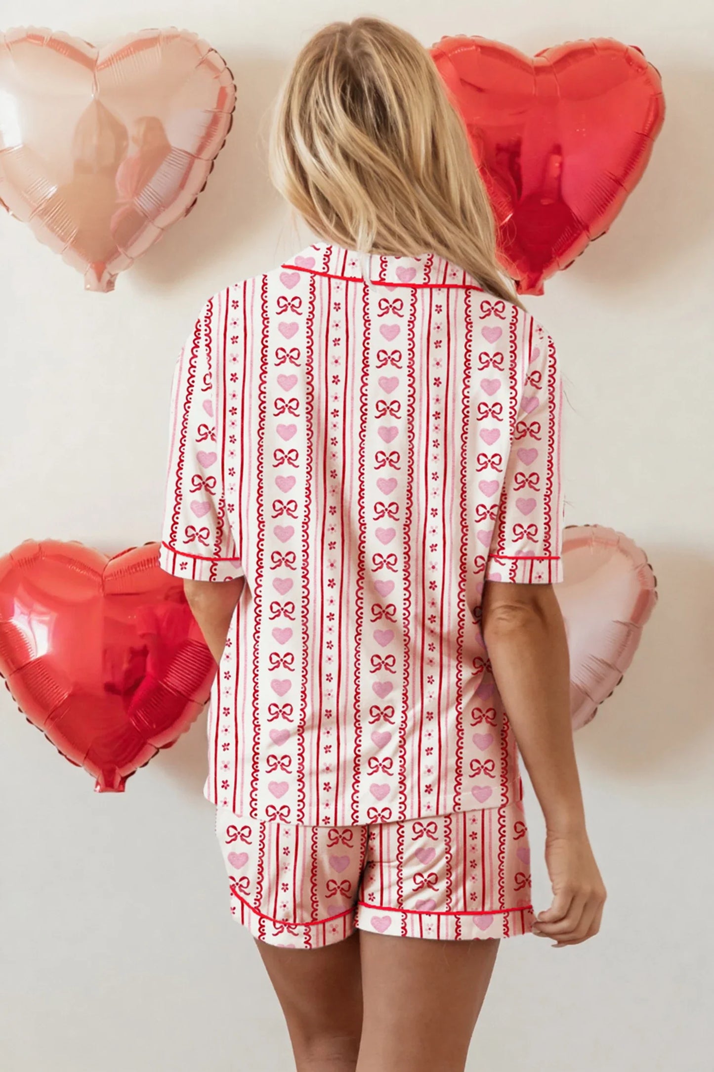 Reese - Bow Heart & Ribbon Short Pajama Set