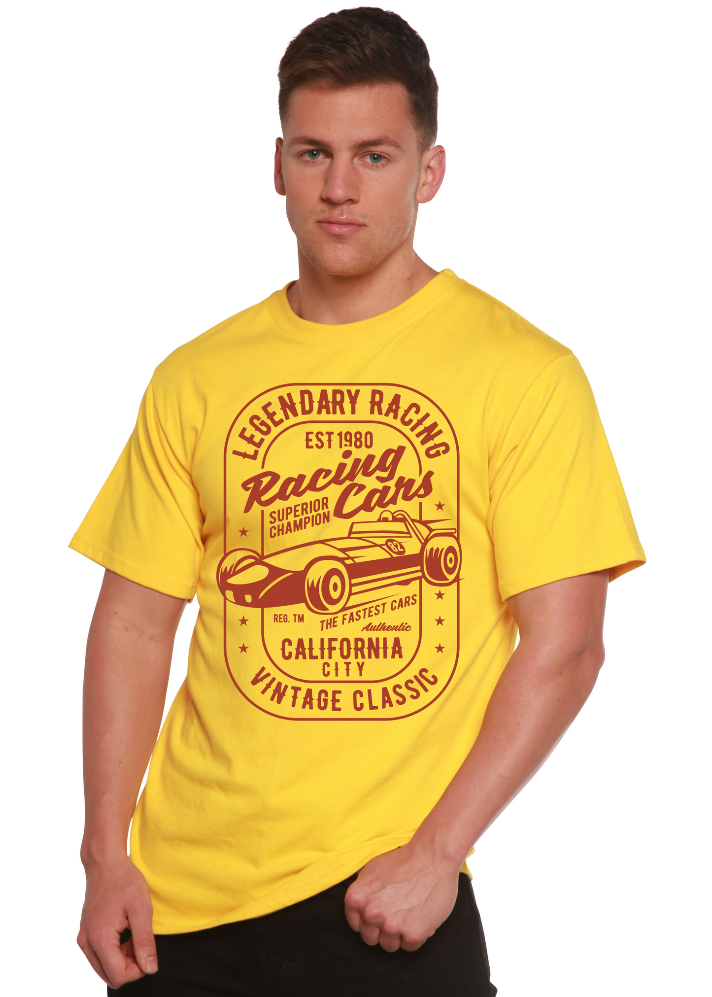 Legendary Racing Cars Men's Bamboo Viscose/Organic Cotton Short Sleeve Graphic T-Shirt