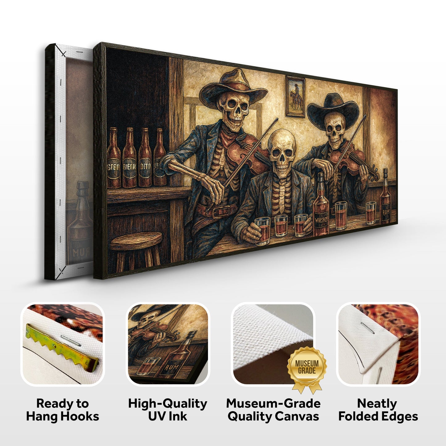 Cowboy Skeletons Western Bar Wall Art