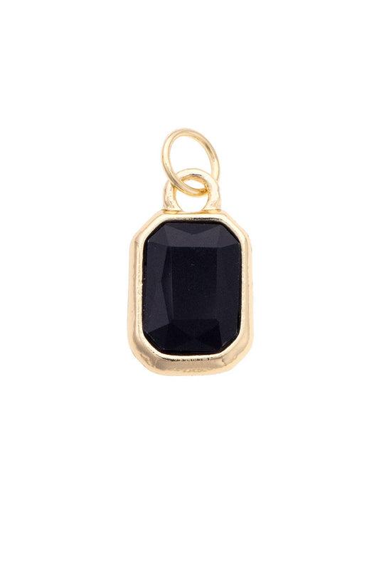 Emerald Cut Rhinestone Charm in Black