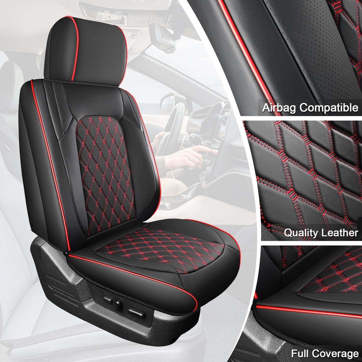 Umbrauto Truck Seat Cover Fit for  Silverado/Sierra,Red
