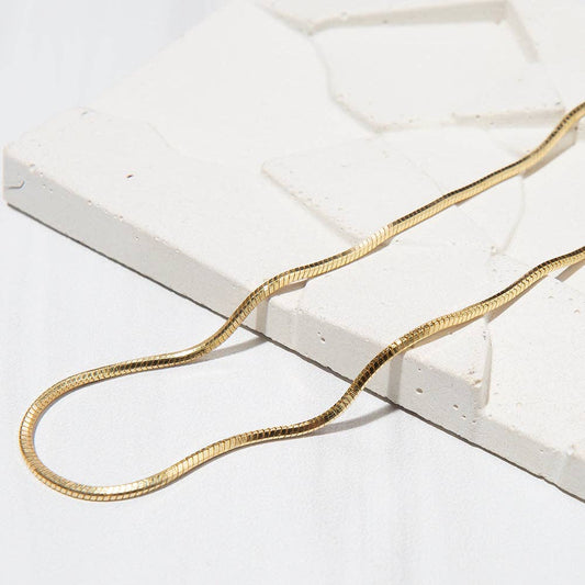 Gilded Gold Necklace-19" Snake Chain | Charm Bar Necklace