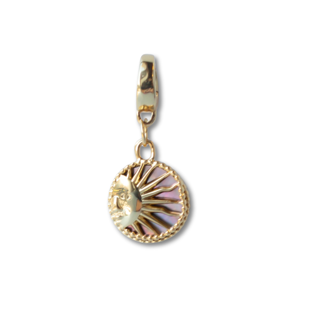 Sun and Moon Mother of Pearl Cross Charm, Gold, Charm Bar | Charm