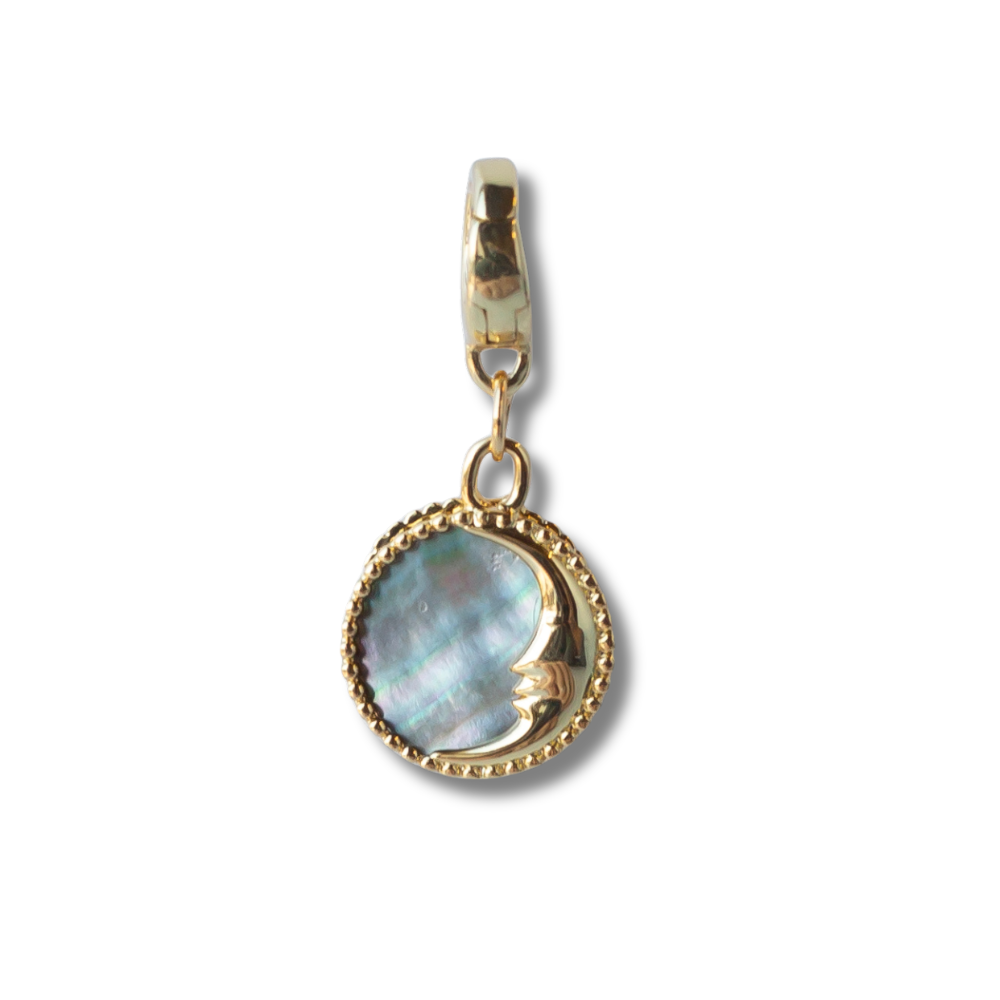 Sun and Moon Mother of Pearl Cross Charm, Gold, Charm Bar | Charm