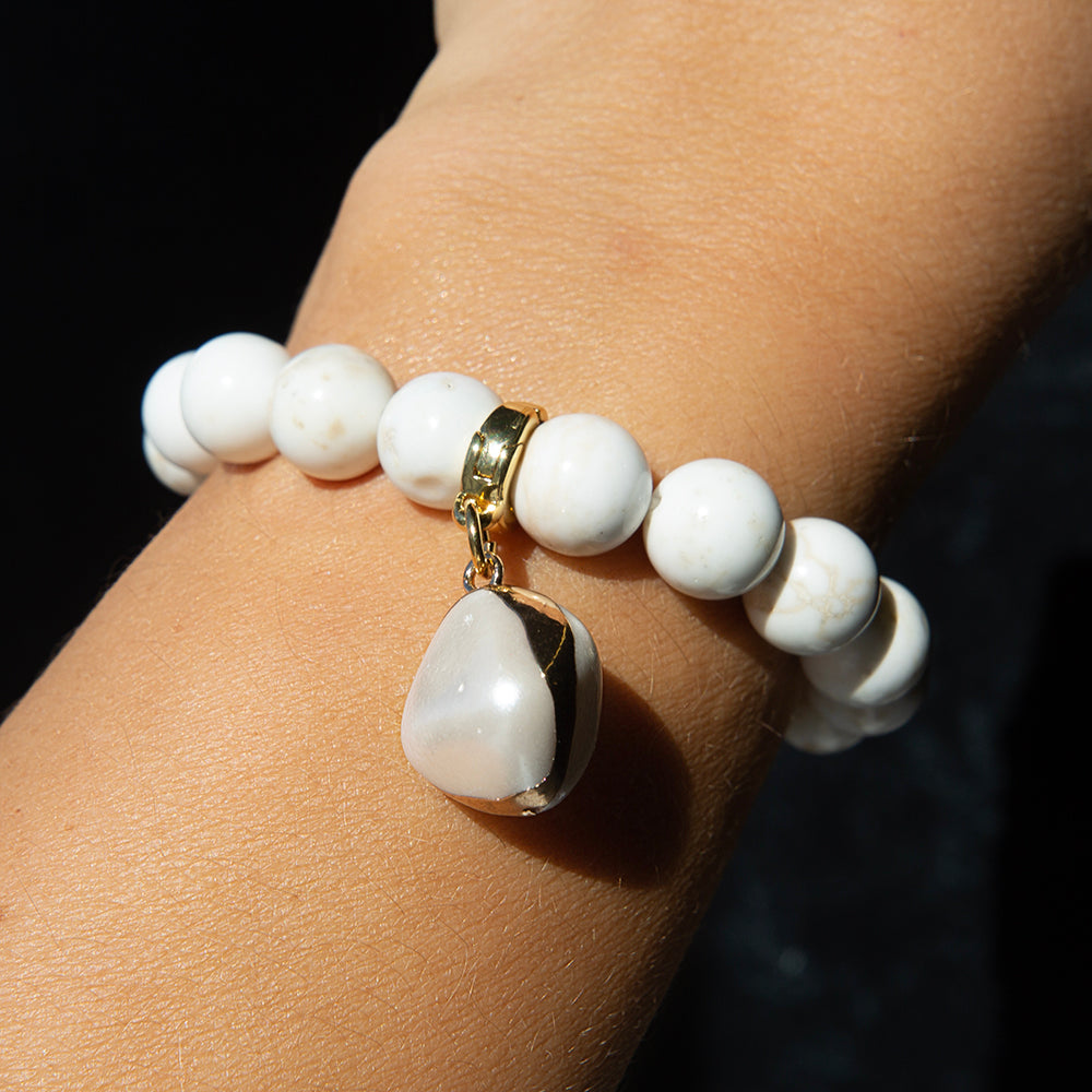 Large Pearl Charm, Gold, Charm Bar | Charm