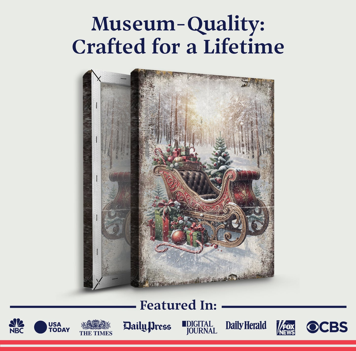 Vintage Christmas Sleigh Sled Wall Art