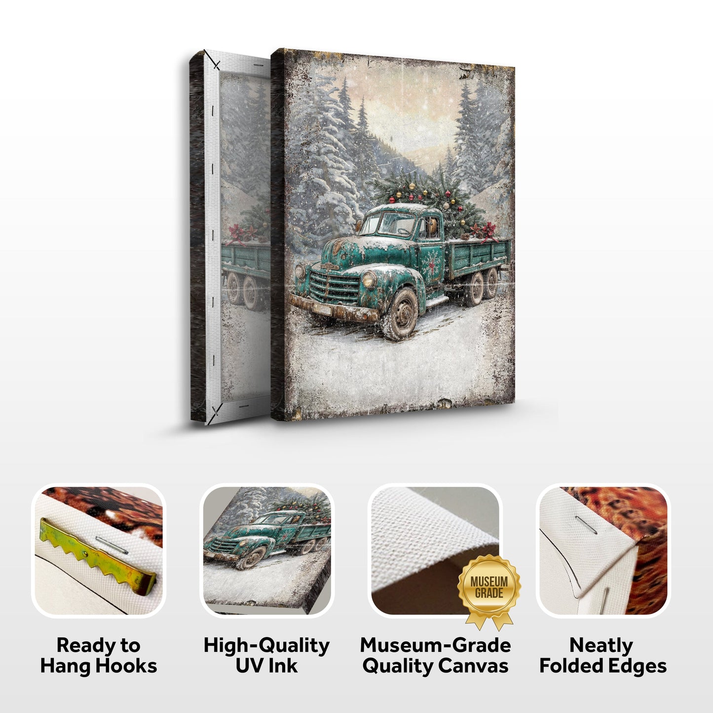 Vintage Truck With Christmas Tree Wall Art