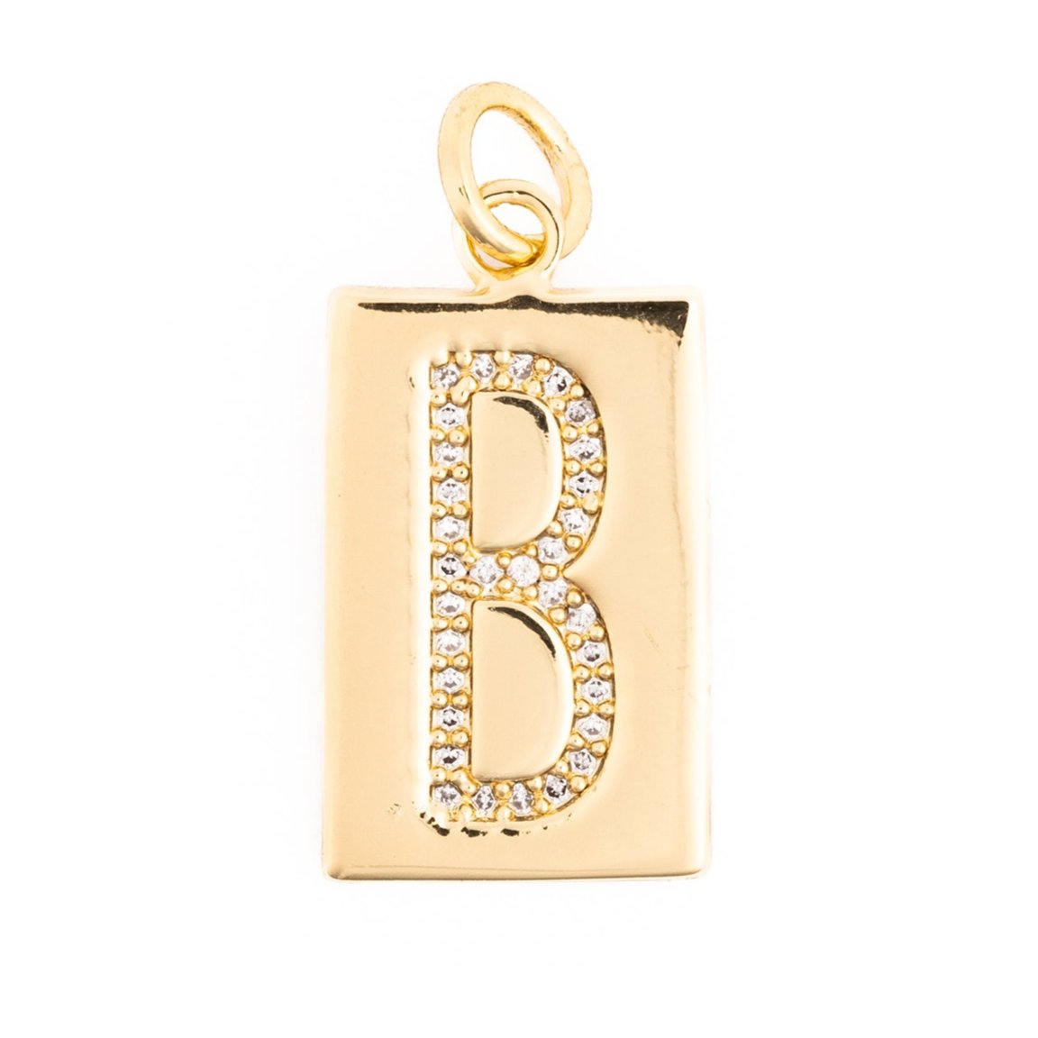 Rhinestone Plaque Initial Charm