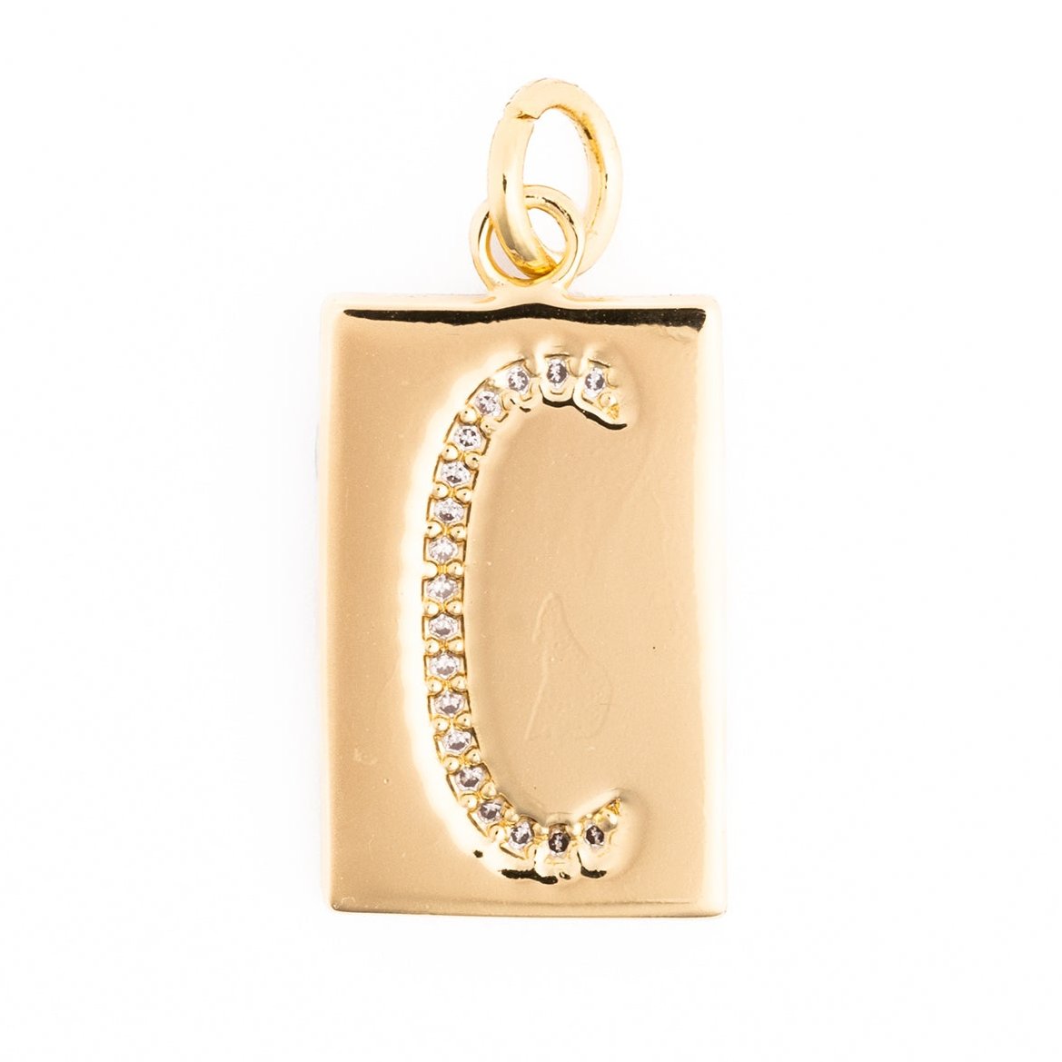 Rhinestone Plaque Initial Charm