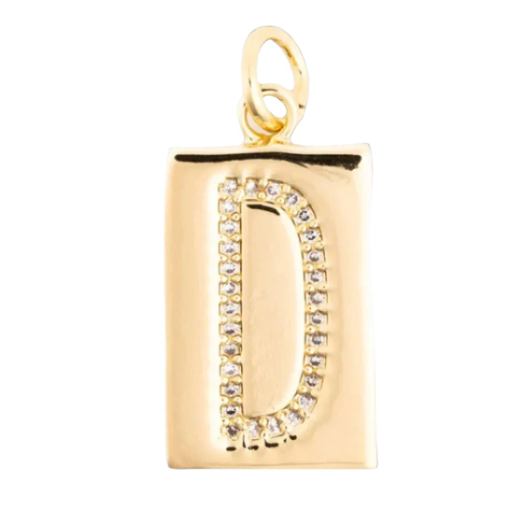 Rhinestone Plaque Initial Charm
