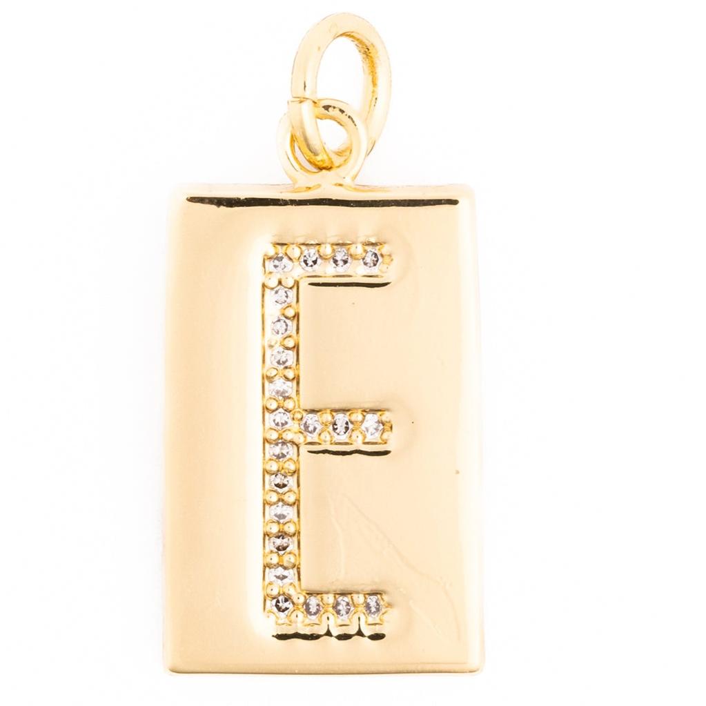 Rhinestone Plaque Initial Charm