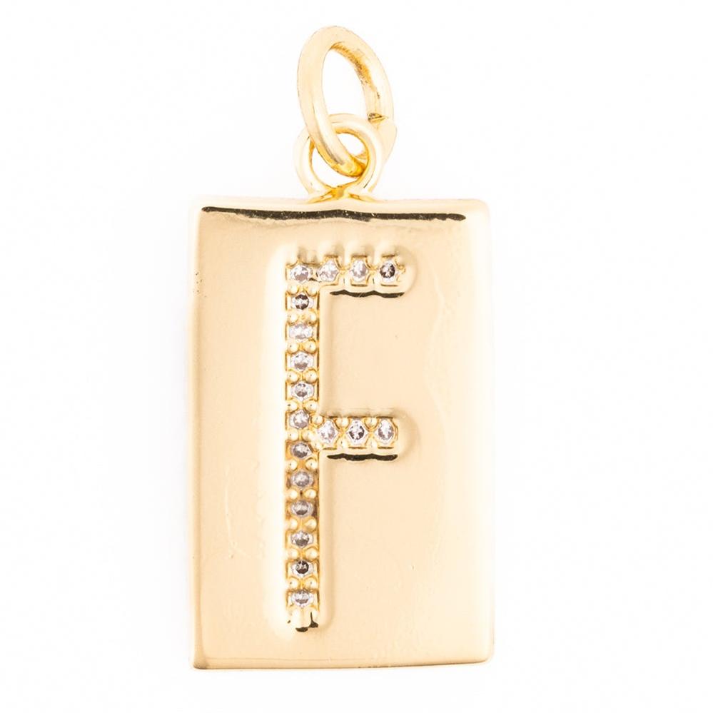 Rhinestone Plaque Initial Charm