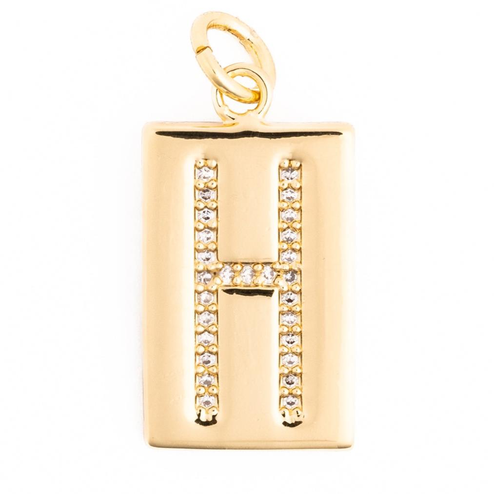 Rhinestone Plaque Initial Charm