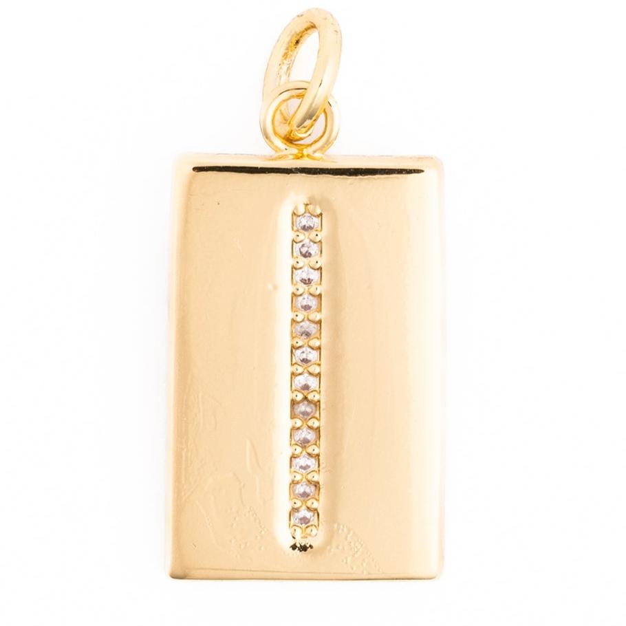 Rhinestone Plaque Initial Charm
